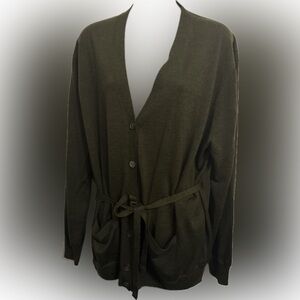 J. Crew Olive Green Cardigan with Belt | Sz XL